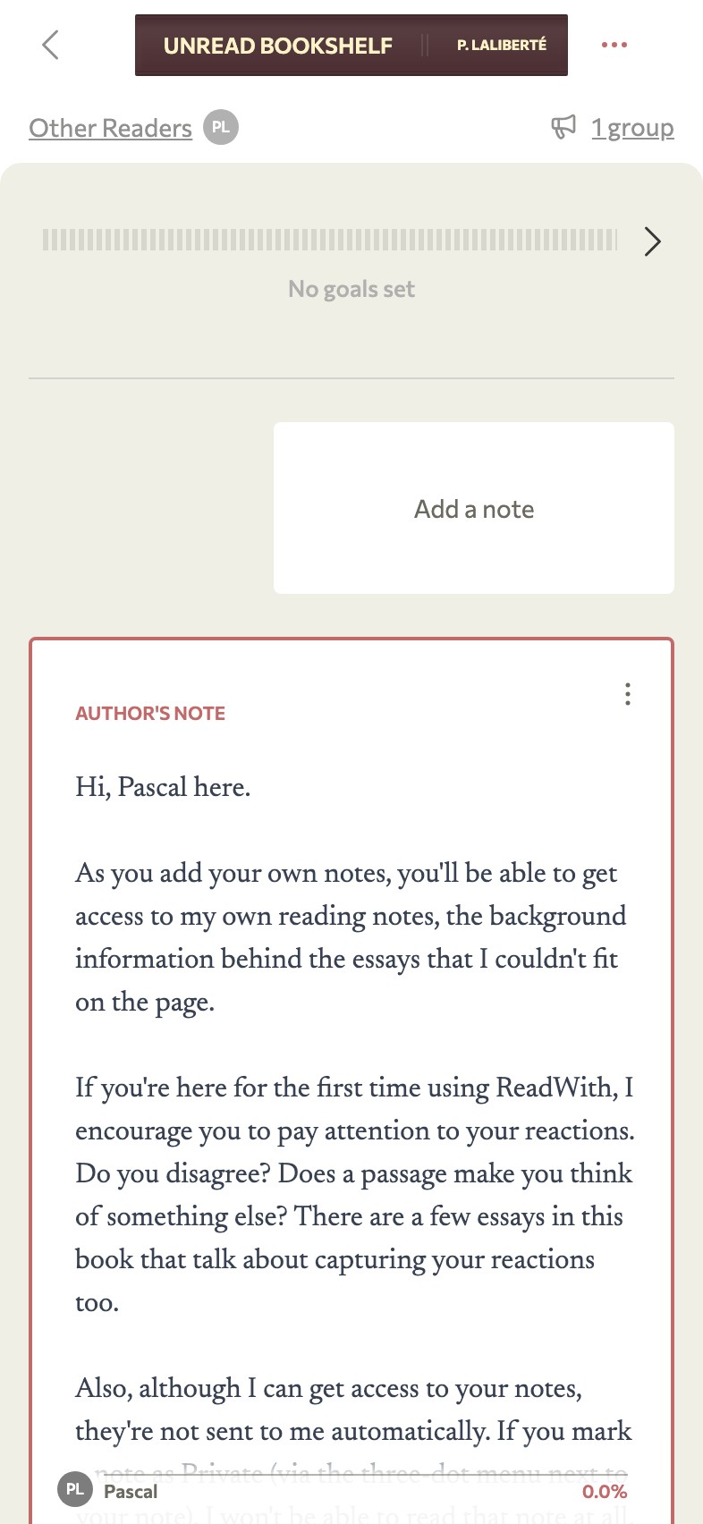 ReadWith reading thread on mobile showing shared notes
